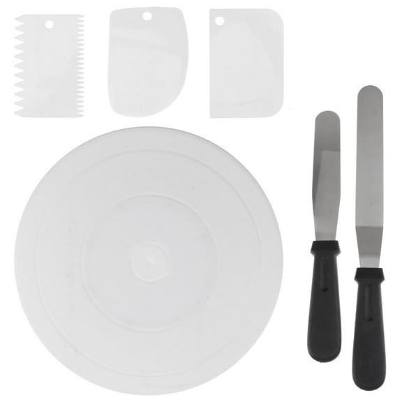 WORGEOUS  Cake Turntable Set Rotating Decorating Spatula Wedding White