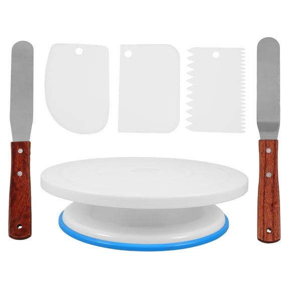 WORGEOUS  Cake Turntable Set for Decorating Stand with Dome Lid Spinning Blue