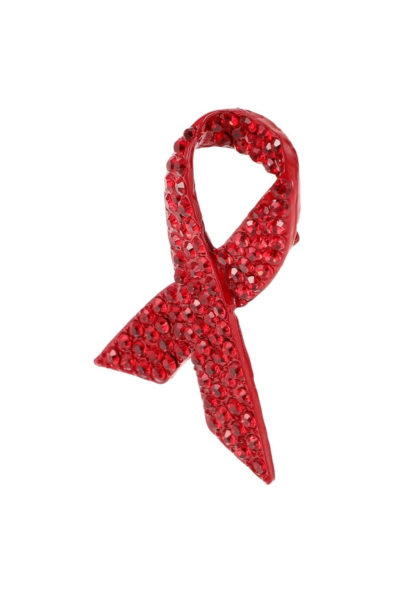 Red Ribbon Brooch Pin for World AIDS Day and Breast Cancer Awareness Decorative Jewelry with