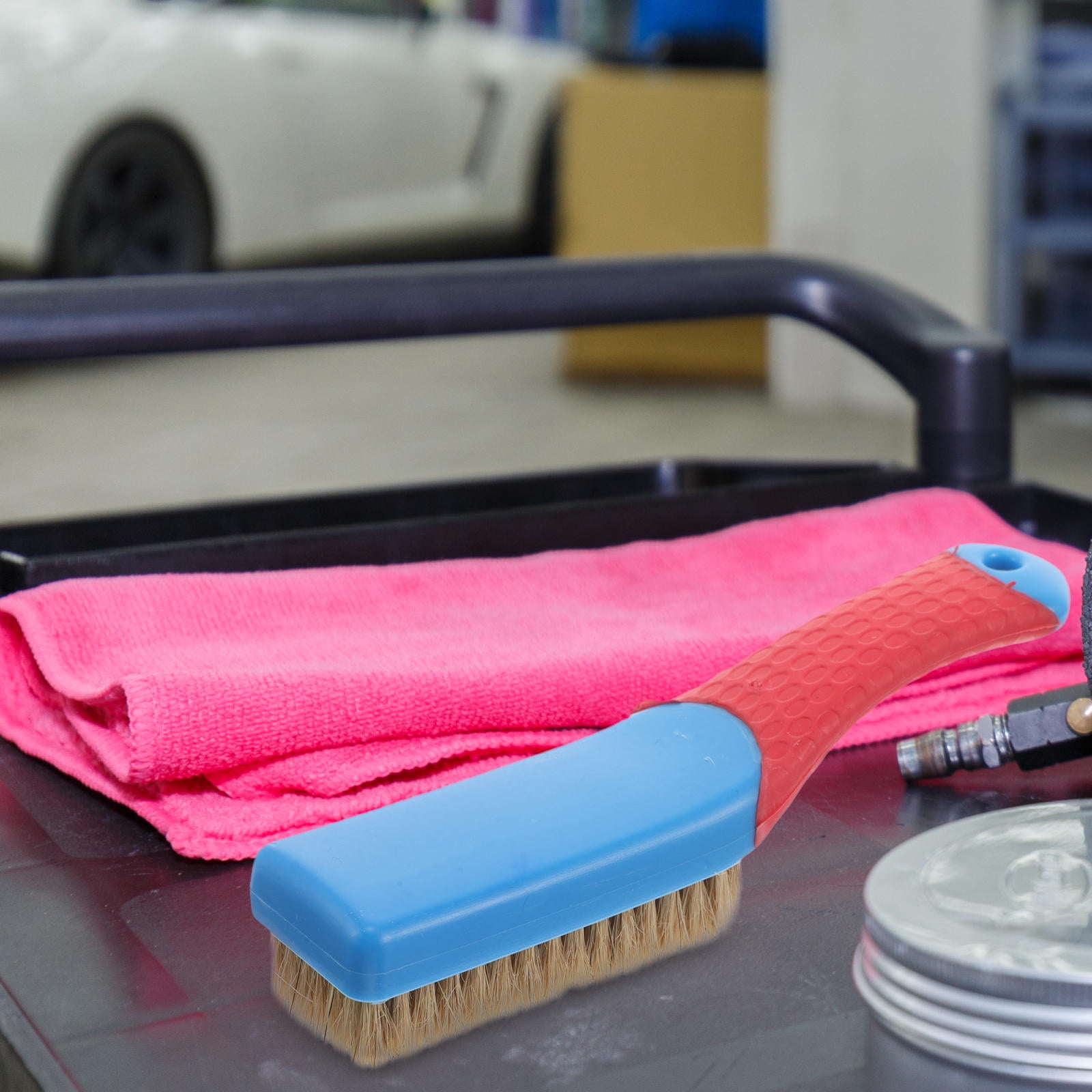 WORGEOUS Car Interior Detailing Brush Portable Leather Cleaning Brush Carpet Brush Car Cleaning Brush for Car Carpet Cleaning and Auto Interior