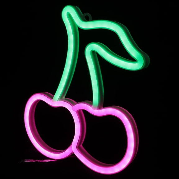 WORGEOUS Cherry Shape Neon Sign LED Neon Light Lamp Girls Bedroom Festival Party Decoration