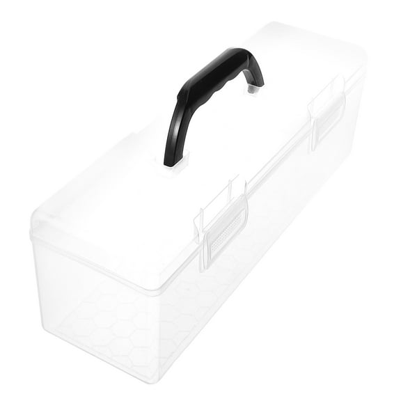 WORGEOUS Clear Plastic Paint Brush Organizer Case with Handle Durable Storage Box for Artist Brushes and Tools Transparent Design for Art Supplies and Small Items