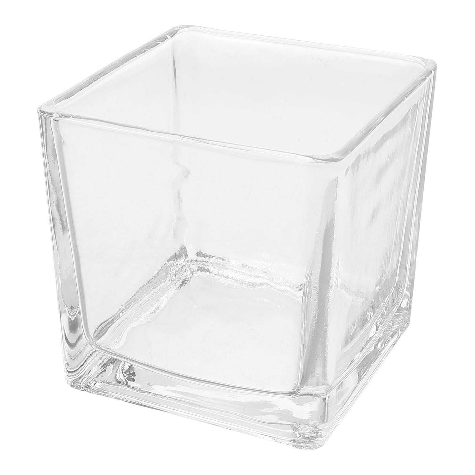 Elegant 3'' Clear Square Handblown Glass Decor Vase