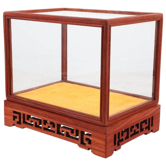Mobutofu Wood Base Glass Display Dome for Home Store Transparent Storage Display