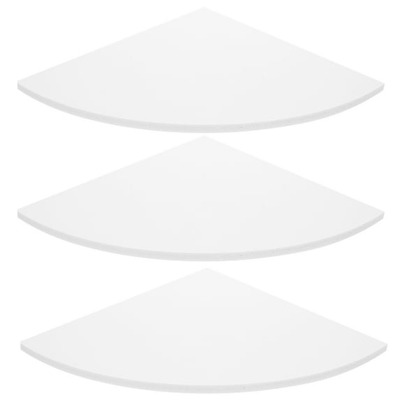 FUEENIRVA 3Pcs White Triangle Fan Shaped Wall Corner Shelf with Wall Mount Design