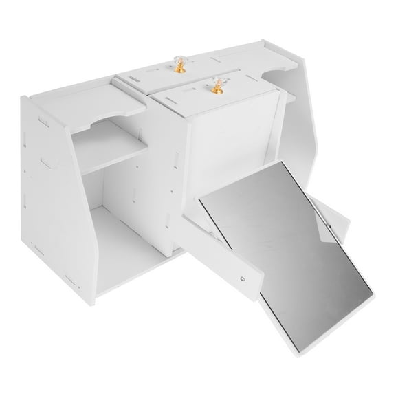 WORGEOUS Cosmetic Storage Box Dressing Makeup Drawers Vanity Table Tables White