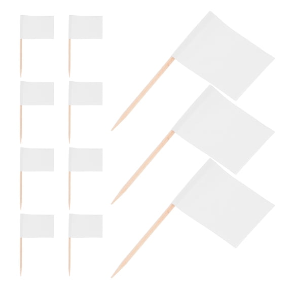 CIMAXIC White Paper Cake Toppers Flag Shape 100Pcs 2.6x1.4in