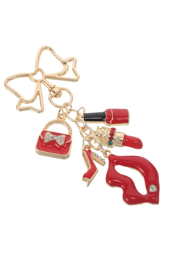 Cute Bow Bag Charm Keychain Lipstick Bag Keychain Classy Purse Charm, Metal Key Chain for Women Creative Pendant Handbag Decoration