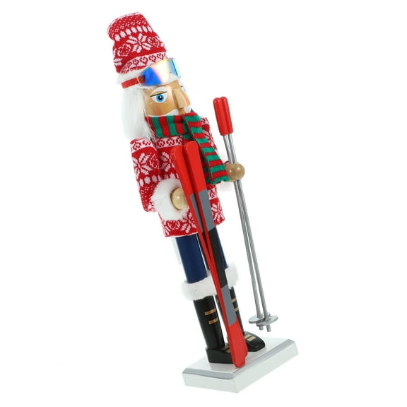 Skiing Nutcracker Soldier Decor for Christmas Party Decoration in Multi Color Wooden Material