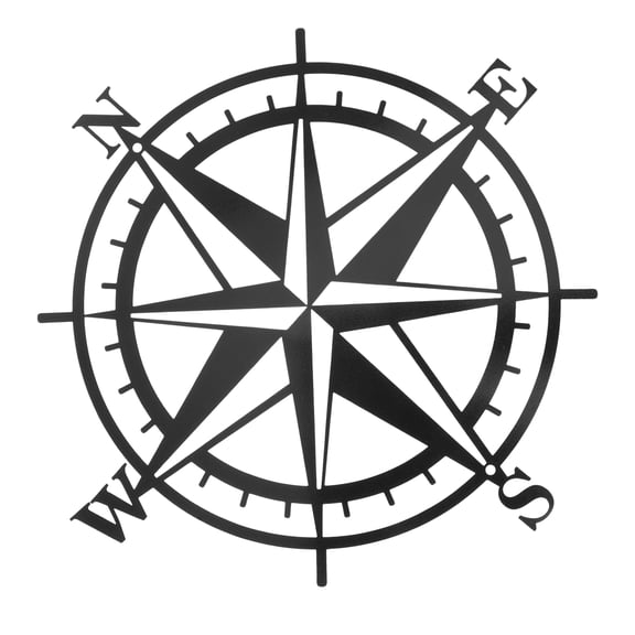HINTRMENT Elegant Black Carved Compass Pendant Wall Hanging Decoration for Entrance