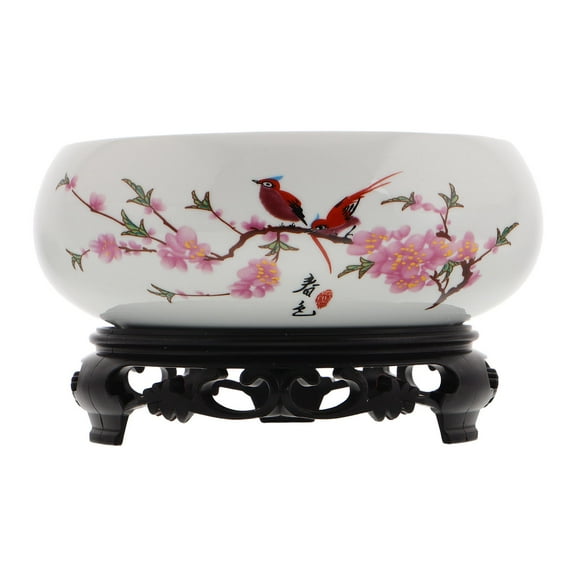 WORGEOUS Decorative Flower Pots Ceramic Chinese Pot with Base Ceramic Lotus Planter Bowl Chinese Style Vases Small China Flower Home Decor