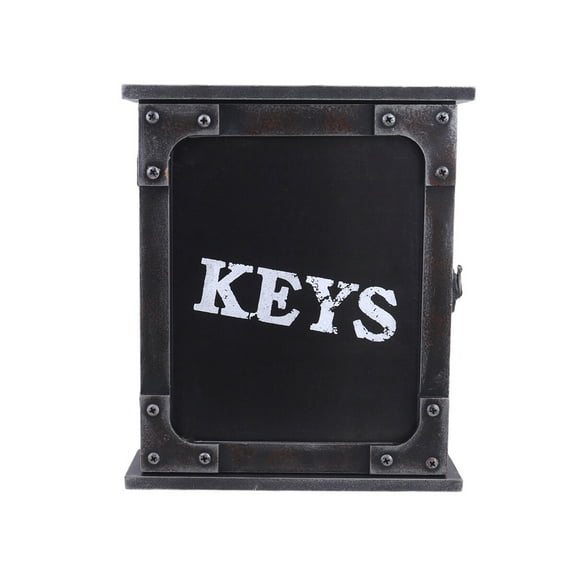 WORGEOUS Distress European Style Wooden Key Box Wall Mounted Ketters Printed Hanging Holder Key Organizer (Black)