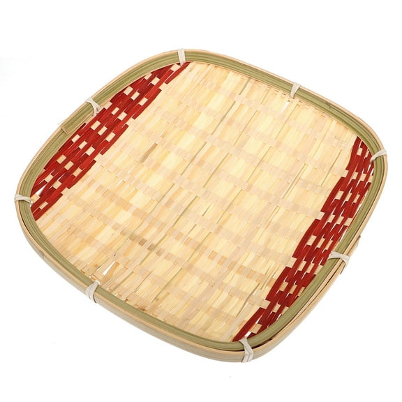 Mobutofu Square Bamboo Basket Simple Style Homeowners Decorative Display 1Pcs 8.7X8.7In
