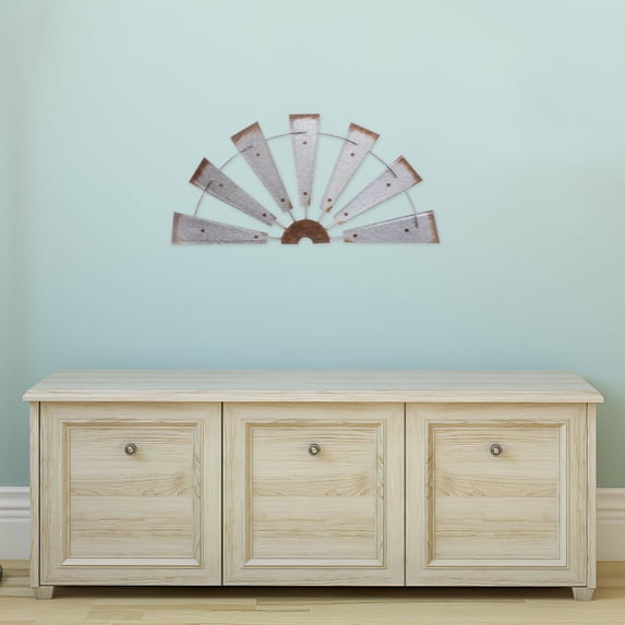 WORGEOUS Farmhouse Style Half Windmill Wall Art Metal Sculpture for Home Decoration