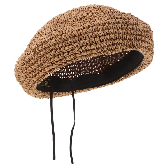 WORGEOUS Fashion Hat Fashion Beret Straw Beret Vacation 27.00X27.00X8.00CM Khaki