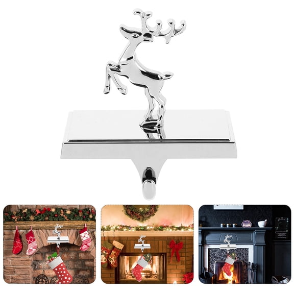 BESTYASH Festive Silver Iron Deer Hook for Hanging Christmas Stockings 1Pcs
