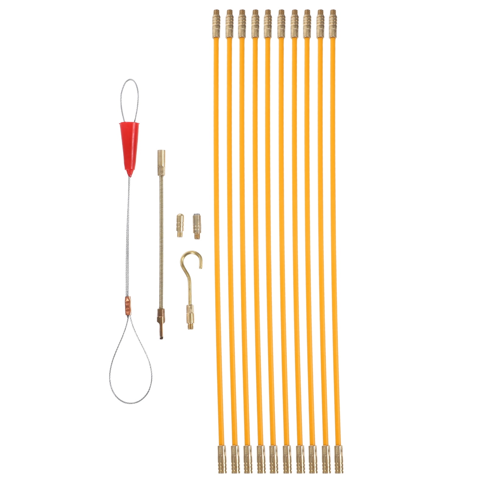 electrical fish tape accessories islewire 240 ft Tape, 1/8-Inch Steel Wire Puller with Formed Hook, Easy-to-Use Cable Puller Tool with Ergonomic Handle & Durable Housing for Walls and Electrical Conduit resistant storage case and 7 replaceable leader tips How to Use Fish Tape