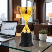 Mini Gold Award Trophies 2pcs Small Plastic Trophy Cups for Sports Competitions and Celebrations Winners Rewards Props