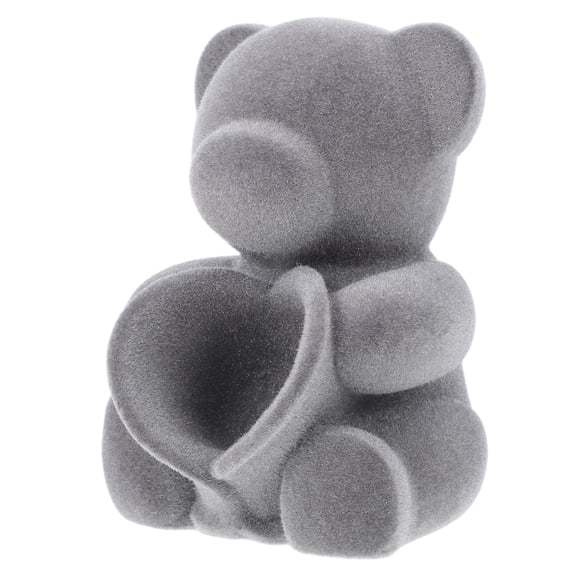 WORGEOUS Flocking Sitting Bear Immortal Flower Figurines Flocked Ornaments