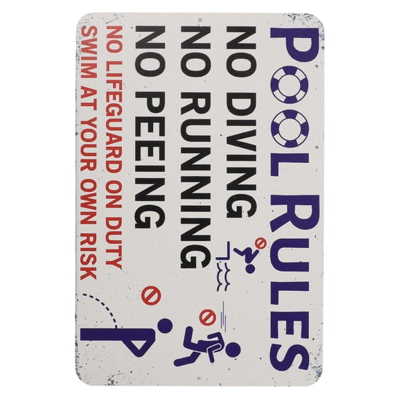 GOOHOCHY Pool Rules Metal Sign Swimming Pool Signs White Iron 1Set 11.8X7.9X0.04In