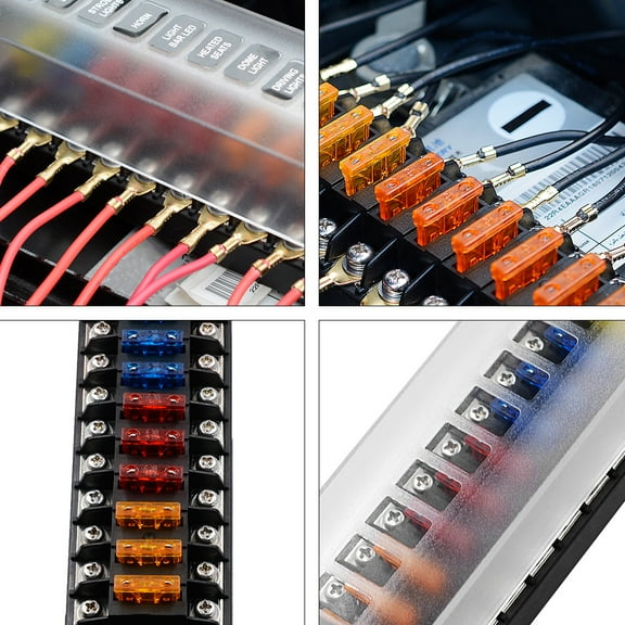 BESTYASH Car Plastic Fuse Holder with 12 Ways Flame Retardant Body and Stainless Steel Installation Screws