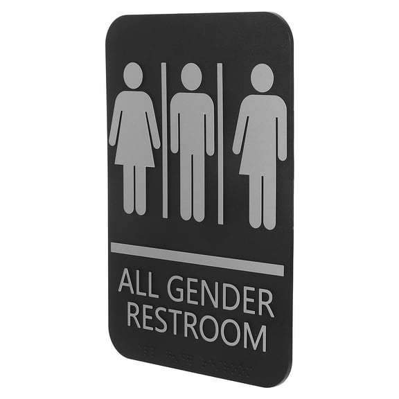 WORGEOUS Gender Neutral Bathroom Sign With For Home Office Or Restaurant Easy To Install And Modern Metal Finish
