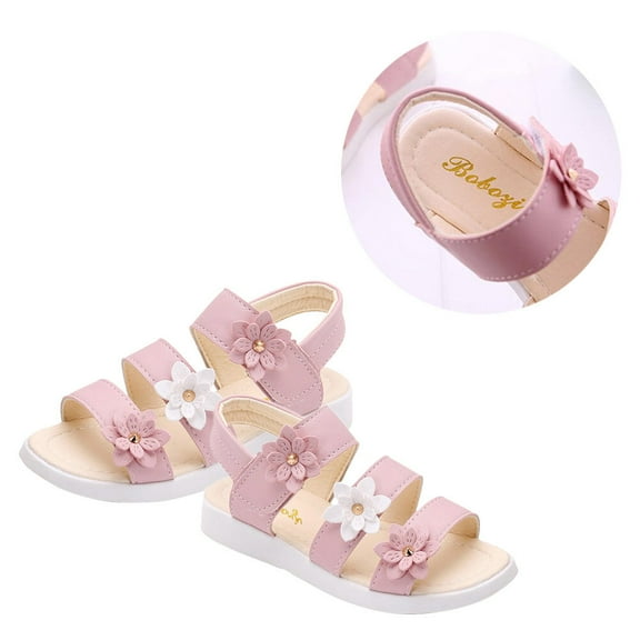 COMPUKAS Girls Summer Flower Sandals Breathable Shoes for Kids (Pink, 29 Yards 17.9cm)