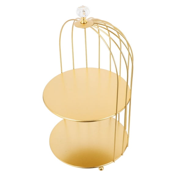 WORGEOUS Golden Birdcage Cupcake Stand For Wedding Dessert Display 2 Tier Vintage Metal Cake Holder For Elegant Dessert Presentation And Cupcake Showcases