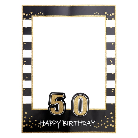 WORGEOUS Glitter Party Photo Frame Props for , 50th Birthday Celebration Supplies, Fun Picture Frame Accessory