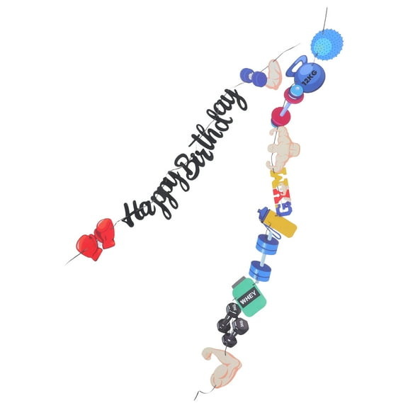 WORGEOUS Gym Birthday Decor Exercise Banner Fitness Weight Lifting Pull Flag Birthday Party Supply Gym Banner for Sports Theme Celebrations