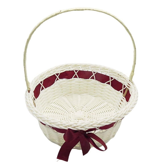 WORGEOUS Hand-Woven Wedding Flower Basket Decorative Candy Container With Handle Elegant Bridal Flower Holder For Ceremony Party Favor