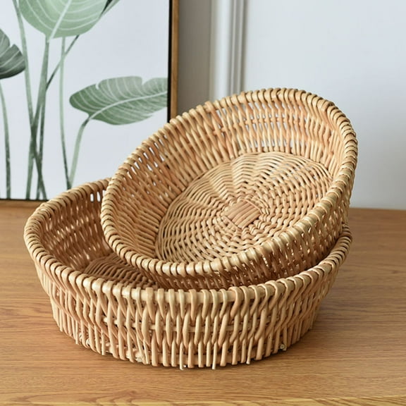 BESTYASH Wicker Bread Baskets Rustic 1Pcs Khaki
