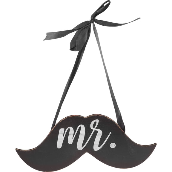 Wood and Ribbon Door Sign for Front Porch Decor Black Wedding Ideas 10.5 Inches