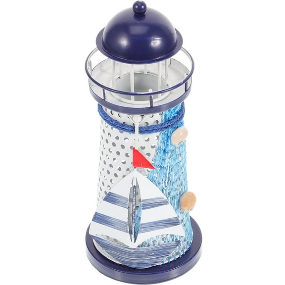 WORGEOUS Home Lantern Mediterranean Lighthouse Pendulum Lighthouse Candle Holder 18x7.5cm