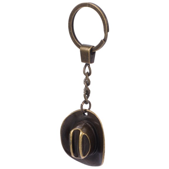 GETAJGHSD Retro Light Brown Hat Keychain, Unique Gift for Bikers and Dads