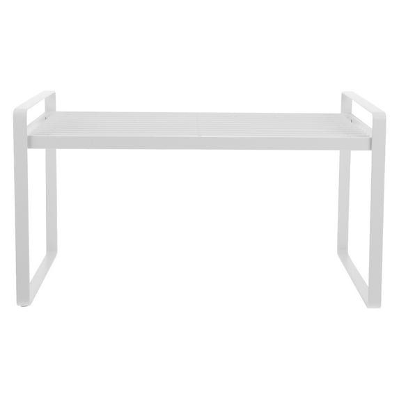 WORGEOUS Kitchen Wrought Iron Layered Shelf Bowl Pot Storage Rack Seasoning Bottle Shelf Storage Rack for Home Restaurant (White, Small Size)