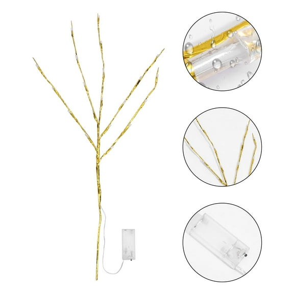 CIMAXIC Branch Lights Decor Led Vase Decorative Lights Golden Iron 1 Pc