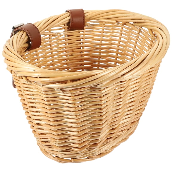 WORGEOUS  Lid Small Wicker Basket with Handle Electric Bike Child