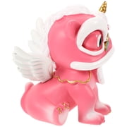 GOOHOCHY Mini Lion Model Decor Pink Resin 1Pcs 4.1x3x3In