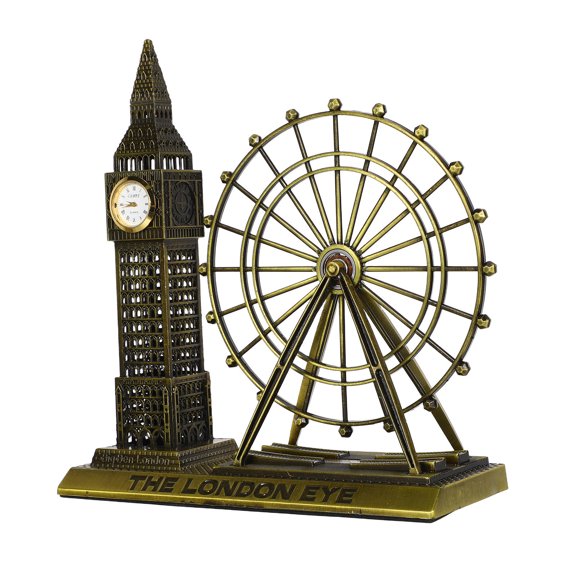 Worgeous London Big Ben And London Eye Metal Landmark Building Ornament British Souvenir Home Decoration For Study Or Bedroom