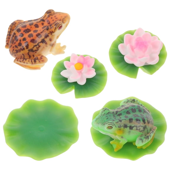 WORGEOUS  Lovely Frog Statue Adorable Lotus Decor Stuffed Animal Fountain Animals