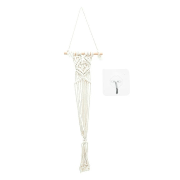 HINTRMENT Macrame Hat Hangers for Wall Macrame Hat Hanger Beige Wood 1 Set