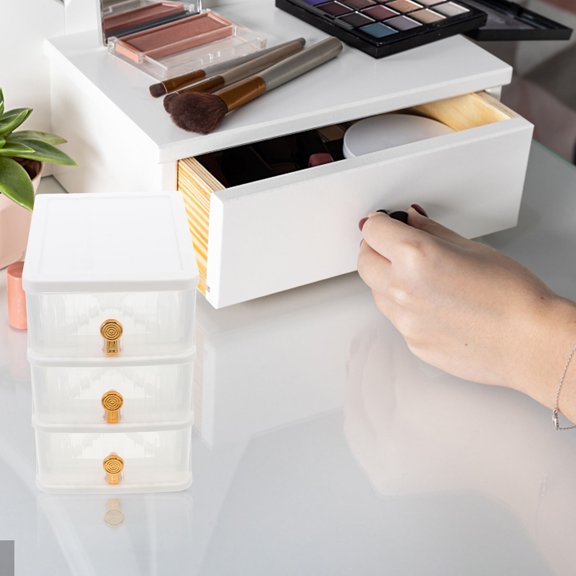 FUEENIRVA office desktop storage box Desk Drawer Box Clear PP Stationery Minimalist 1Pcs