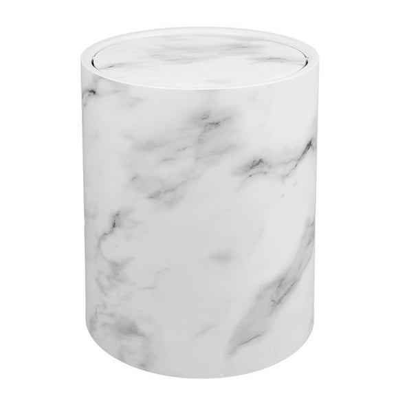 WORGEOUS Marble Bathroom Bin Decor Tape Garbage Can Office 30.50X26.00X26.00CM White