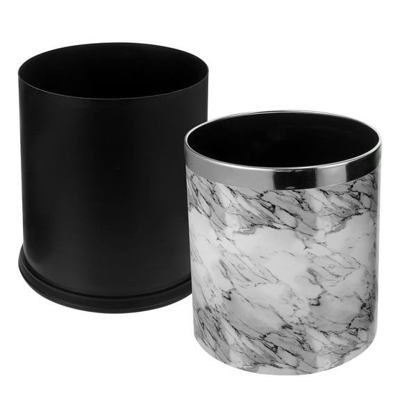 WORGEOUS Marble Trash Can Bathroom Decorative Bin Garbage Cans Office