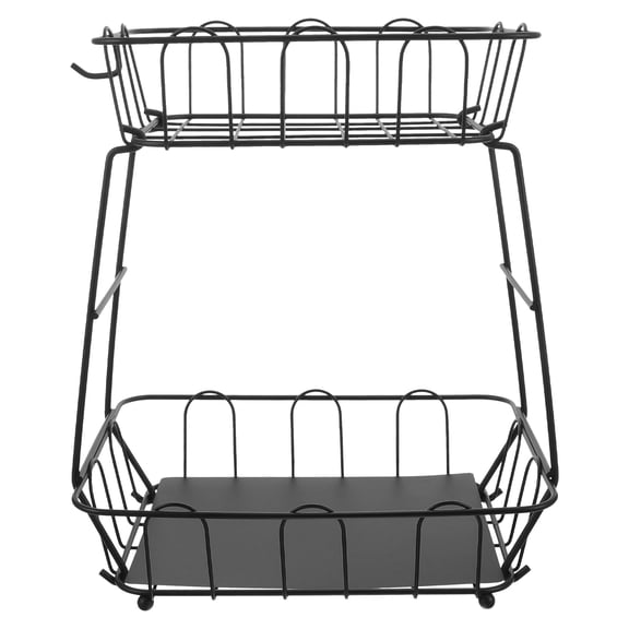 WORGEOUS Metal Double Tier Countertop Fruit Basket Bread Vegetable Fruits Storage Basket