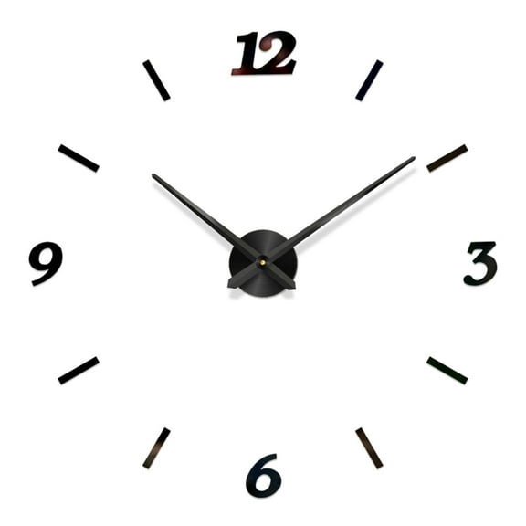WORGEOUS Metal Number Wall Clock with Black Acrylic Design, Oversized Home Decor, Wall Hanging Room Decoration, Battery Not Included