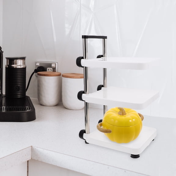 WORGEOUS Metal Pot Rack for Kitchen Storage, Plate and Pots Organizer, Beige Cookware Holder