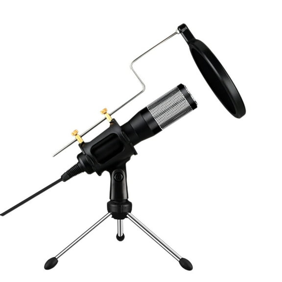 WORGEOUS Microphone with Tripod Stand Voice Chat Microphone Black