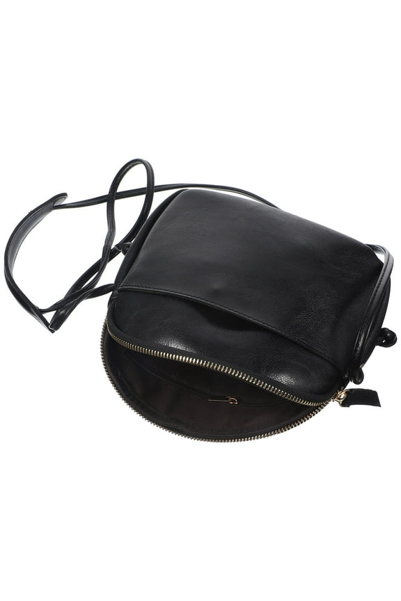 WORGEOUS Mini Shell Bag Mobile Phone Change Purse Simple PU Crossbody Bag Retro Bag Handbag for Women Lady (Black)